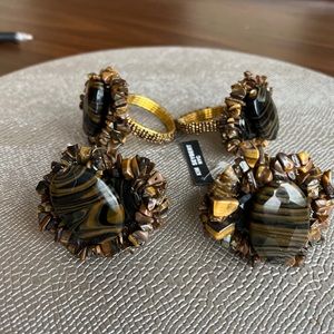 Kim Seybert stone and metal napkin rings set of 4